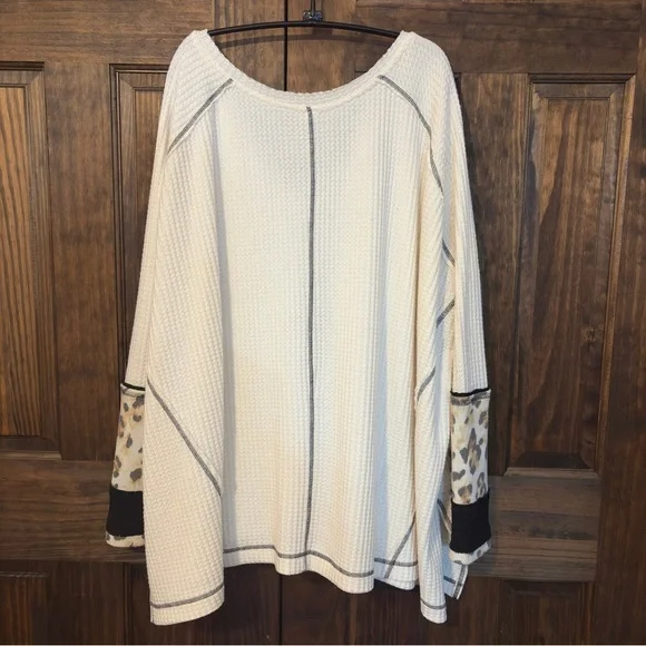 We The Free Cream and Black Leopard Print Sweatshirt - Picture 2 of 12